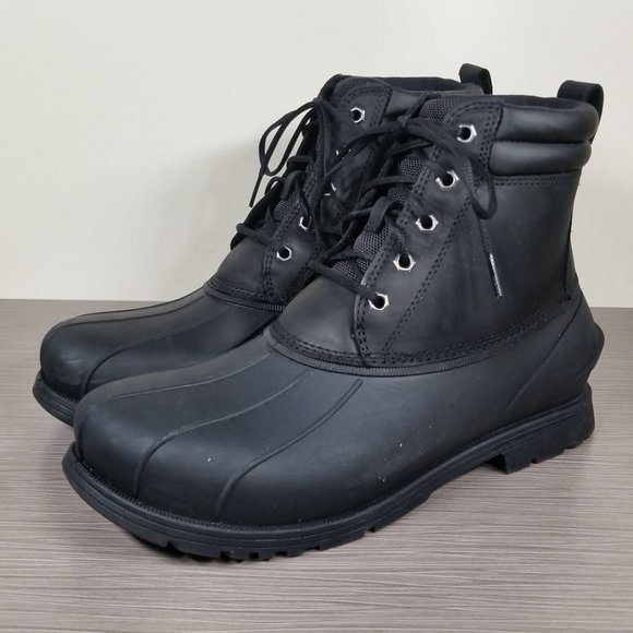 UGG Rain Ready Gatson Mid Boot, Black Waterproof Leather,  Mens Sizes 9 / 42 - Picture 3 of 12